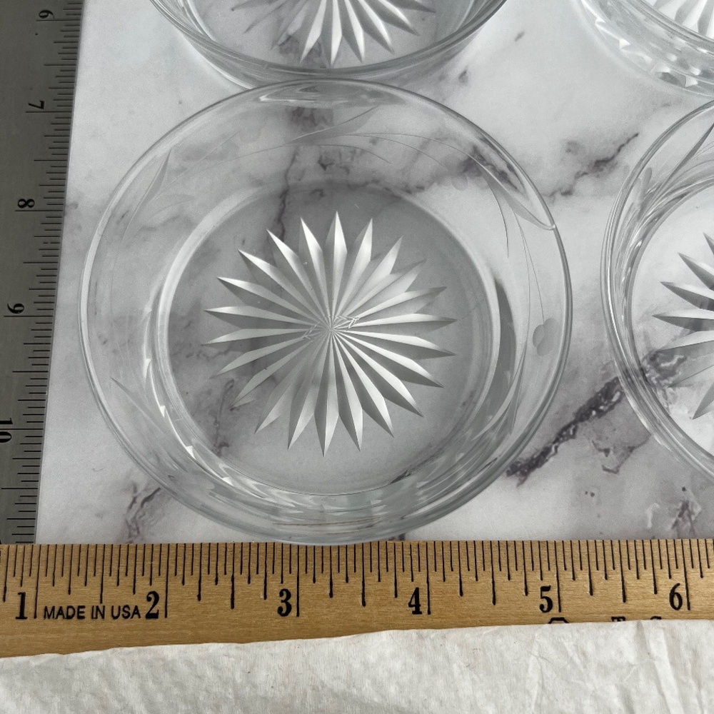 ✨ Vintage Cut Glass Coasters – Set of 6 – 1” Deep – Starburst Pattern – Heavy Cr
